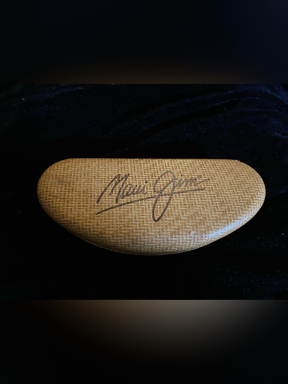Maui Jim Woven Tan Sunglasses Case with Script Logo